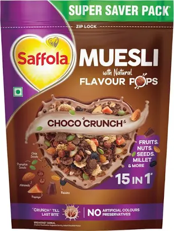 SAFFOLA  MUESLI WITH NATURAL FLAVOR POPS(400g)
